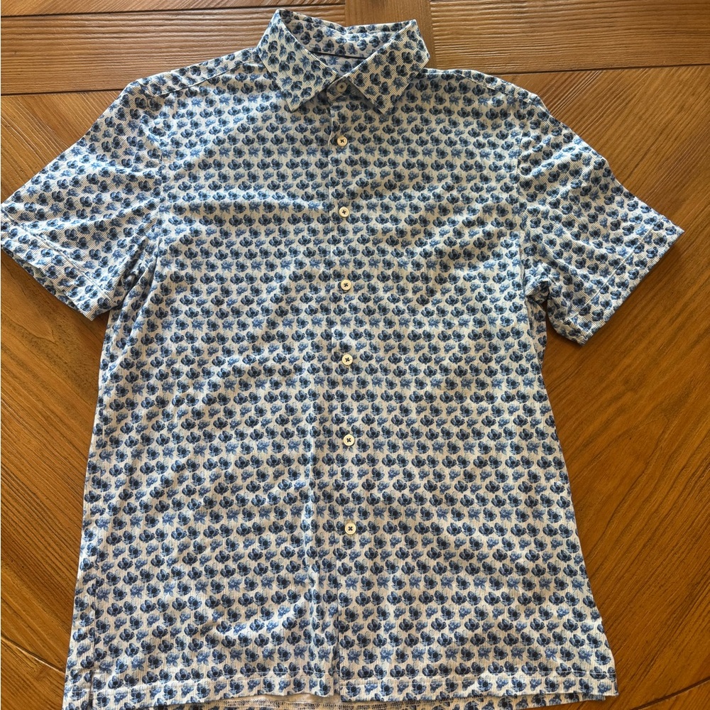 Bugatchi Stretch Floral Short Sleeve Button Up Shirt